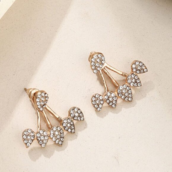 Water Droplet Pattern Rhinestone Stud Earrings - Picture 4 of 5